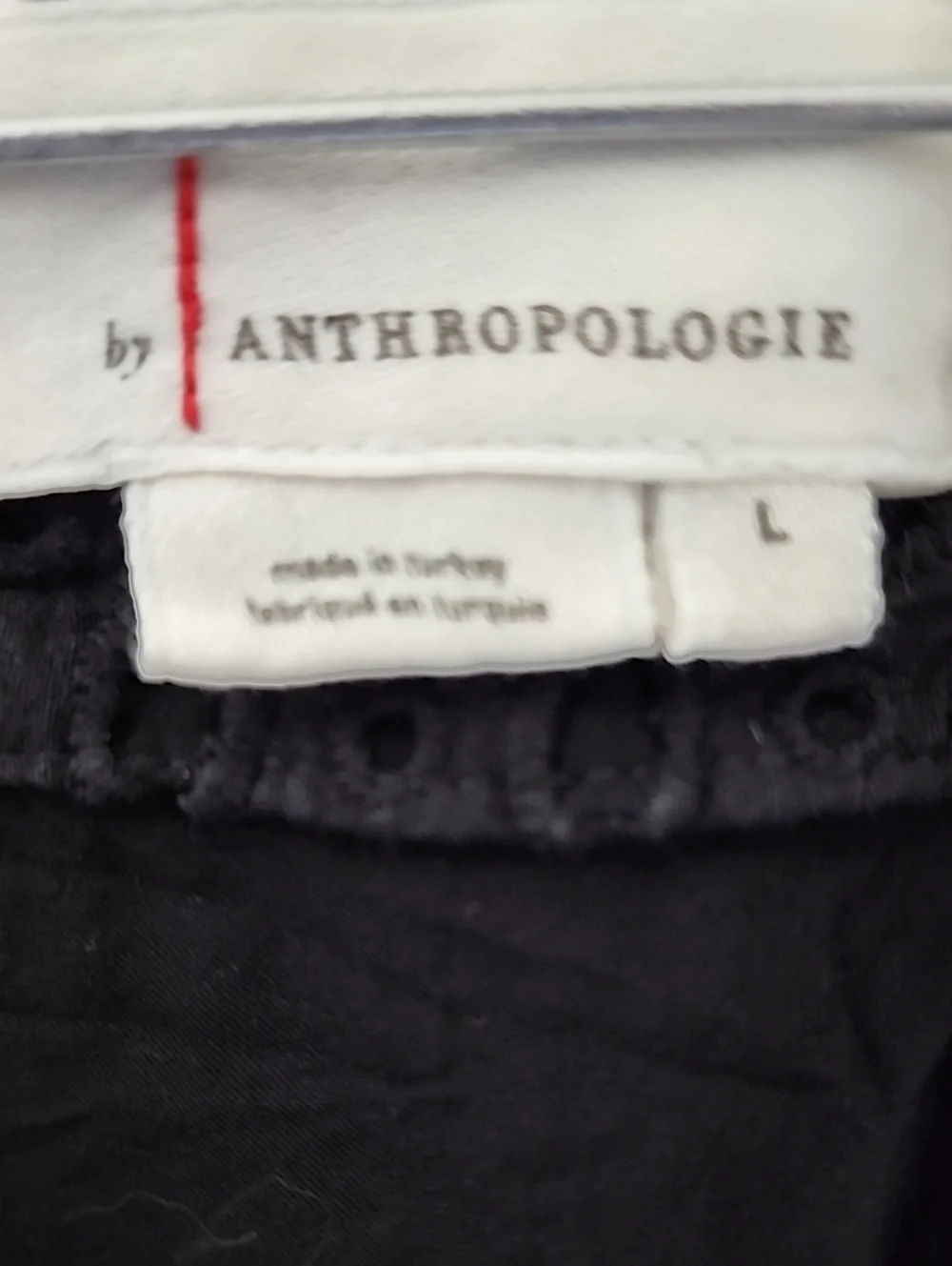 Anthropologie The Somerset Black Eyelet Mini-Dress V-Neck Tiered Lined Sz Large